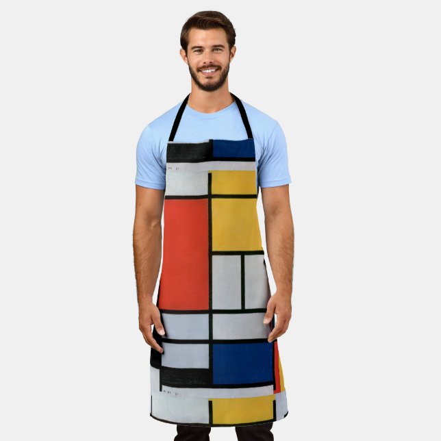 Mondrian Komposition Red Yellow Blue Black Schürze (Getragen)