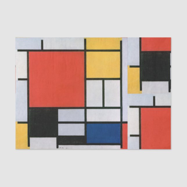 Mondrian Komposition Red Yellow Blue Black Seidenpapier (Vorderseite)