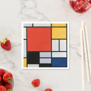 Mondrian Komposition Red Yellow Blue Black Serviette