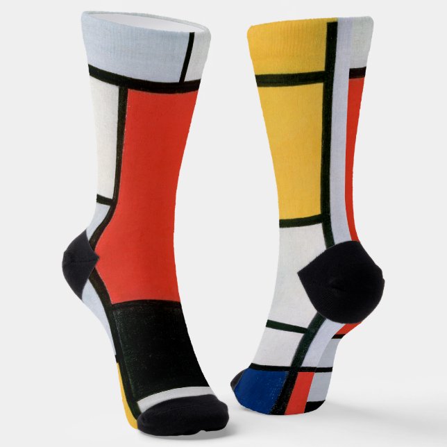 Mondrian Komposition Red Yellow Blue Black Socken (Gewinkelt)