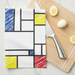 Mondrian Kritzeleien Minimalistischer De-Stijl-Mod Geschirrtuch