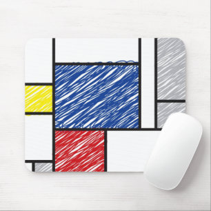 Mondrian Kritzeleien Minimalistischer De Stijl Mod Mousepad