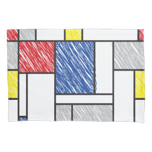 Mondrian Kritzeleien Minimalistischer De-Stijl-Sti Kissenbezug