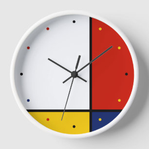 Mondrian Kunst-geometrische Farben Uhr