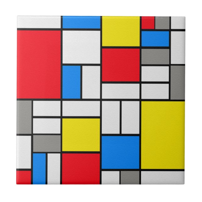 Mondrian Kunst-Variantethema Fliese (Vorderseite)
