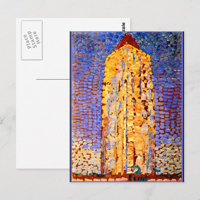 Mondrian - Leuchtturm in Westkapelle Postkarte (Vorne/Hinten)