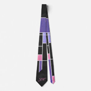 Mondrian Lila Pink Black Print Krawatte