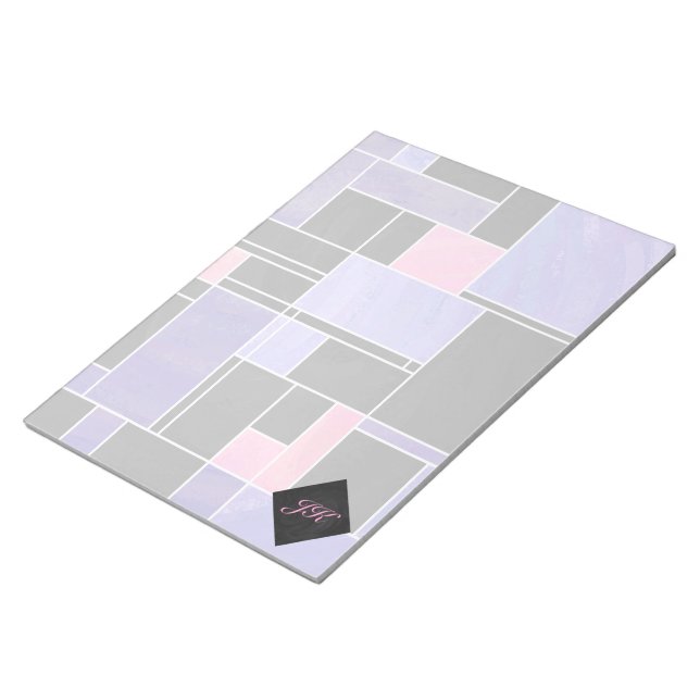 Mondrian Lila Pink Black Print Notizblock (angewinkelt)