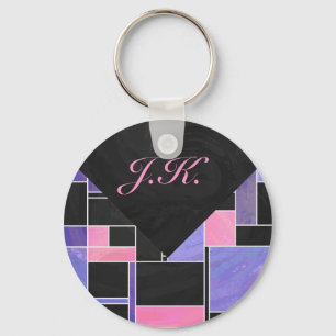 Mondrian Lila Pink Black Print Schlüsselanhänger