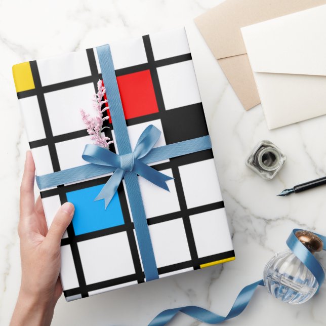 Mondrian Mania Retro Geschenkpapier (Schenken)