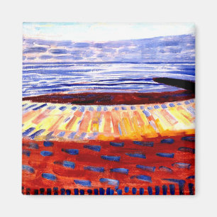 Mondrian - Meer nach Sonnenuntergang, buntes Bild Magnet