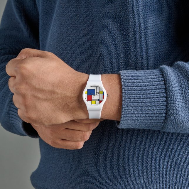Mondrian Minimalist Geometric De Stijl Modern Art Armbanduhr (Hand)