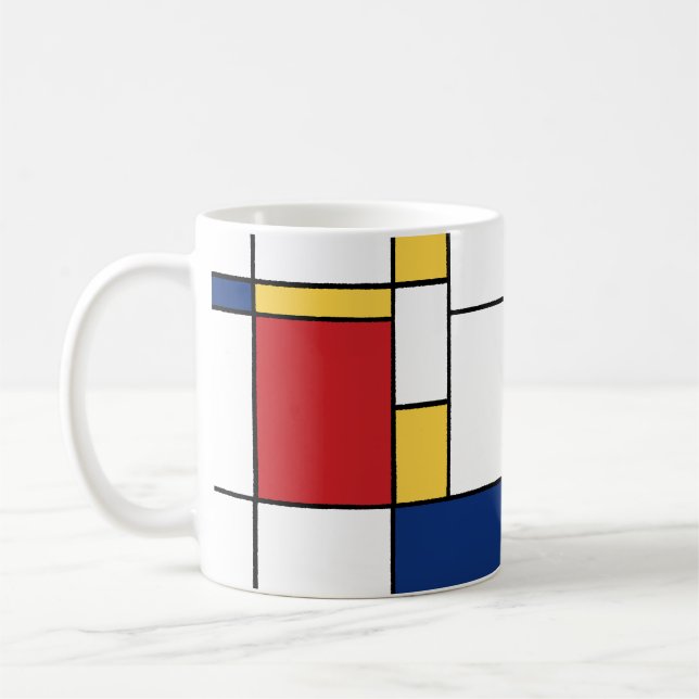 Mondrian Minimalistisch Abstrakt Art Primärfarben Kaffeetasse (Links)