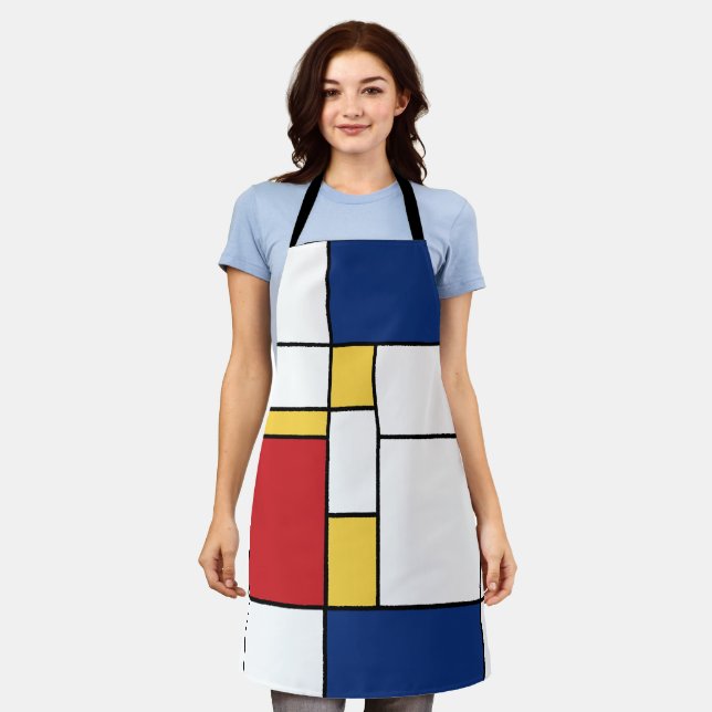 Mondrian Minimalistisch Abstrakt Art Primärfarben Schürze (Getragen)