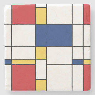Mondrian Minimalistisch Abstrakt Art Primärfarben Steinuntersetzer