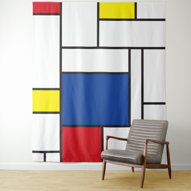 Mondrian Minimalistisch Geometric De Stijl Modern  Wandteppich (Beispiel)