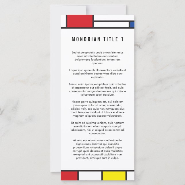 Mondrian Minimalistisch Geometric De Stijl Moderne (Vorderseite)