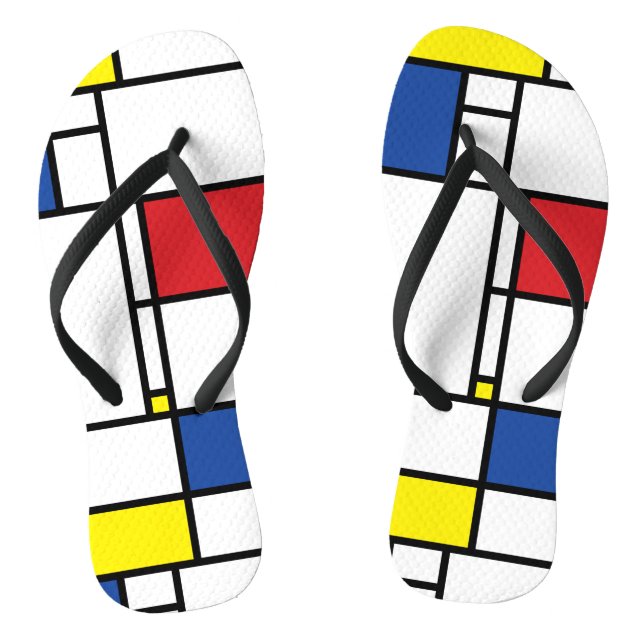 Mondrian Minimalistisch Geometric De Stijl Moderne Flip Flops (Fußbett)