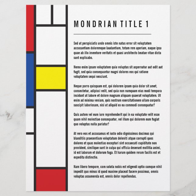 Mondrian Minimalistisch Geometric De Stijl Moderne Flyer (Vorne)