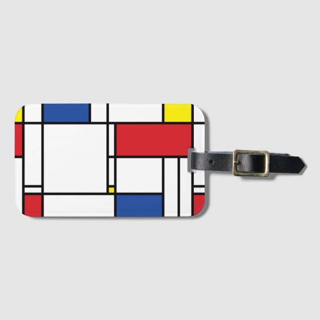 Mondrian Minimalistisch Geometric De Stijl Moderne Gepäckanhänger (Vorderseite (Horizontal))