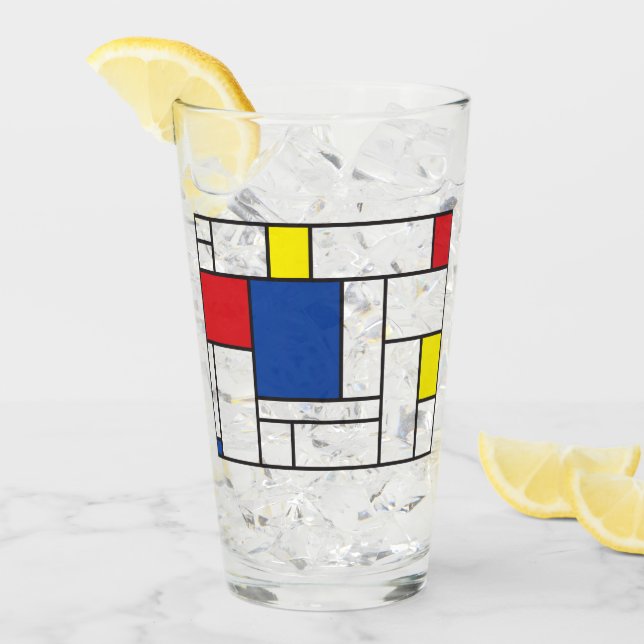 Mondrian Minimalistisch Geometric De Stijl Moderne Glas (Vorderseite Ice)