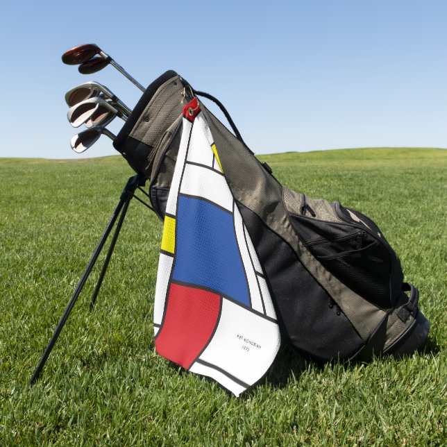 Mondrian Minimalistisch Geometric De Stijl Moderne Golfhandtuch (Gras)
