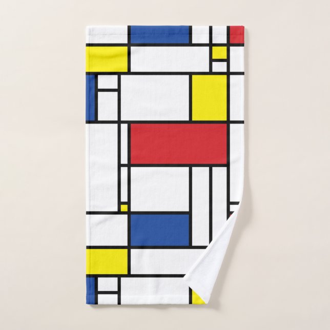 Mondrian Minimalistisch Geometric De Stijl Moderne Handtuch (Handtuch)