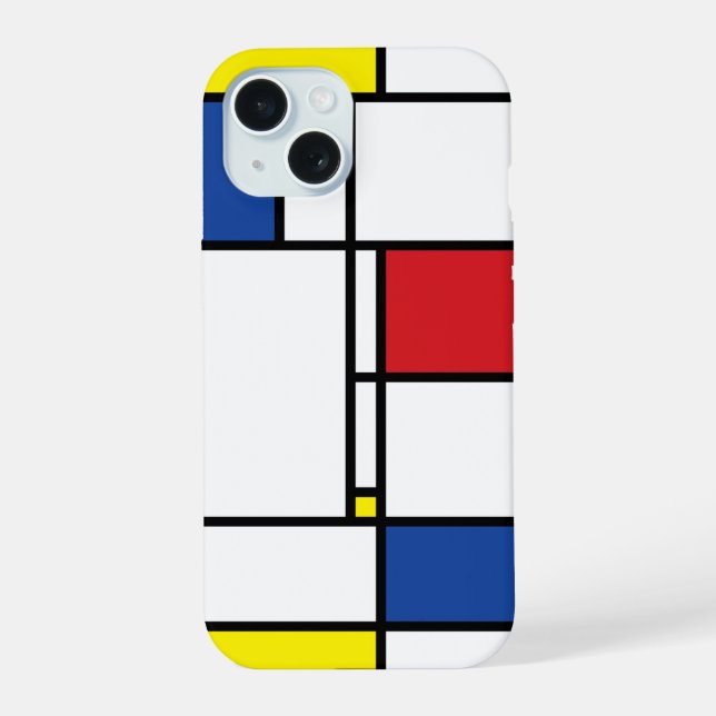 Mondrian Minimalistisch Geometric De Stijl Moderne iPhone 15 Hülle (Rückseite)