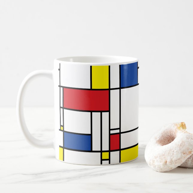 Mondrian Minimalistisch Geometric De Stijl Moderne Kaffeetasse (Mit Donut)