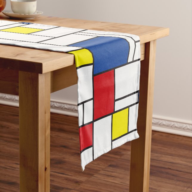 Mondrian Minimalistisch Geometric De Stijl Moderne Kurzer Tischläufer (Beispiel)