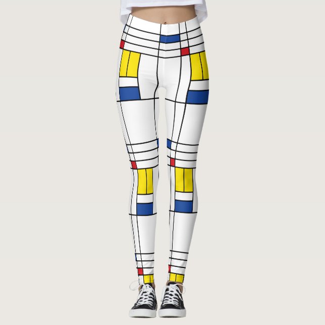 Mondrian Minimalistisch Geometric De Stijl Moderne Leggings (Vorderseite)