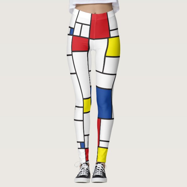 Mondrian Minimalistisch Geometric De Stijl Moderne Leggings (Vorderseite)