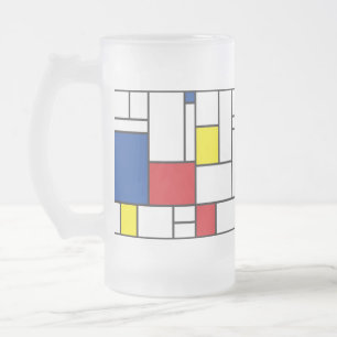 Mondrian Minimalistisch Geometric De Stijl Moderne Mattglas Bierglas