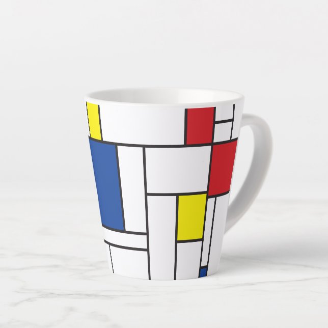 Mondrian Minimalistisch Geometric De Stijl Moderne Milchtasse (Rechte Ecke)