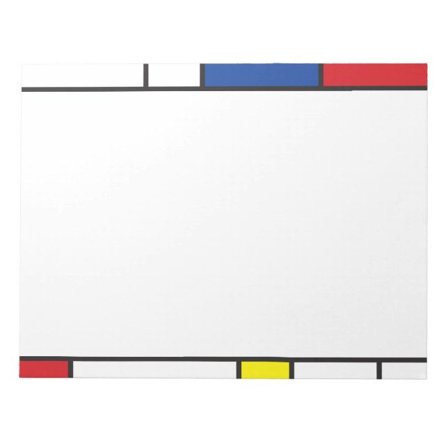 Mondrian Minimalistisch Geometric De Stijl Moderne Notizblock (Vorderseite)