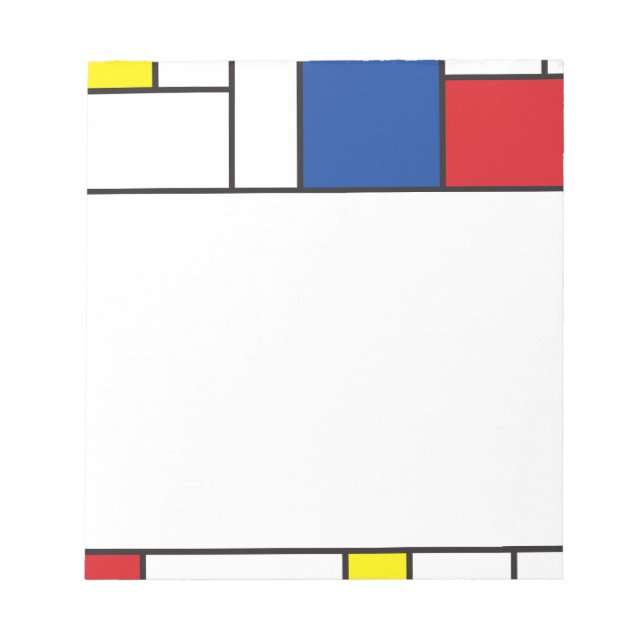 Mondrian Minimalistisch Geometric De Stijl Moderne Notizblock (Vorderseite)