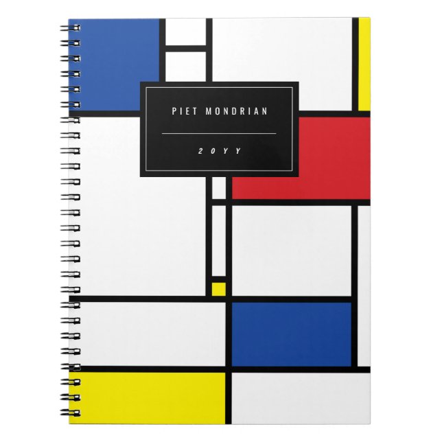 Mondrian Minimalistisch Geometric De Stijl Moderne Notizblock (Vorderseite)