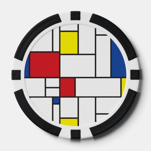 Mondrian Minimalistisch Geometric De Stijl Moderne Pokerchips (Vorderseite)