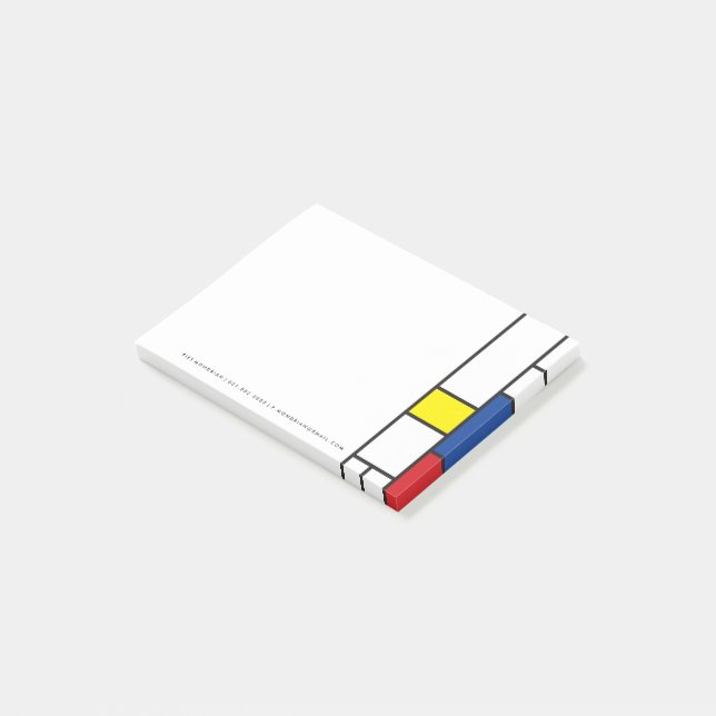 Mondrian Minimalistisch Geometric De Stijl Moderne Post-it Klebezettel (angewinkelt)