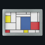 Mondrian Minimalistisch Geometric De Stijl Moderne Rechteckige Gürtelschnalle<br><div class="desc">Mondrian Minimalistisch De Stijl Moderne Kunst in Rot, Blau, Gelb und Weiß Farbblöcke Design. Dieses einfache Design zeichnet sich durch moderne geometrische Formen und grafische Farbblöcke in fett schwarzen Linien, weißen und leuchtenden Primärfarben aus. Es wird von Piet Mondrians abstrakten Werken und der De Stijl & Neo Plasticism-Bewegung inspiriert. Jeder...</div>