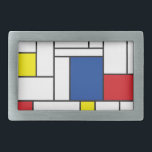 Mondrian Minimalistisch Geometric De Stijl Moderne Rechteckige Gürtelschnalle<br><div class="desc">Mondrian Minimalistisch De Stijl Moderne Kunst in Rot, Blau, Gelb und Weiß Farbblöcke Design. Dieses einfache Design zeichnet sich durch moderne geometrische Formen und grafische Farbblöcke in fett schwarzen Linien, weißen und leuchtenden Primärfarben aus. Es wird von Piet Mondrians abstrakten Werken und der De Stijl & Neo Plasticism-Bewegung inspiriert. Jeder...</div>