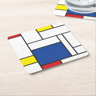 Mondrian Minimalistisch Geometric De Stijl Moderne Rechteckiger Pappuntersetzer