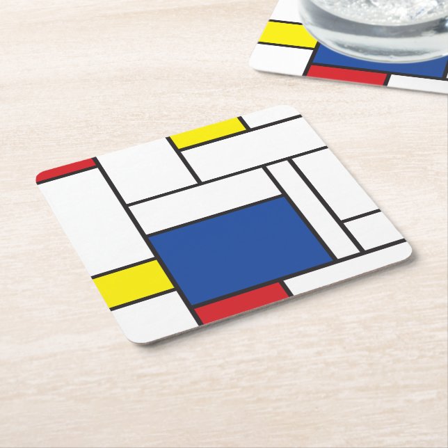 Mondrian Minimalistisch Geometric De Stijl Moderne Rechteckiger Pappuntersetzer (angewinkelt)