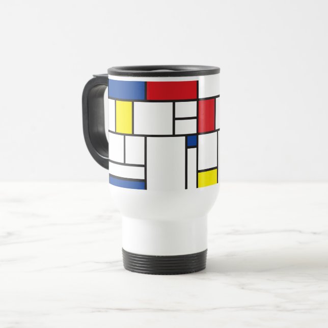 Mondrian Minimalistisch Geometric De Stijl Moderne Reisebecher (Vorderseite Links)