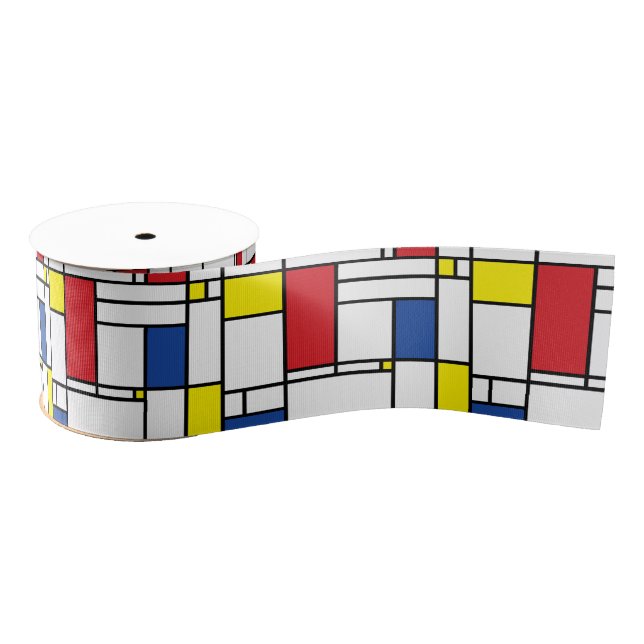 Mondrian Minimalistisch Geometric De Stijl Moderne Ripsband (Spule)