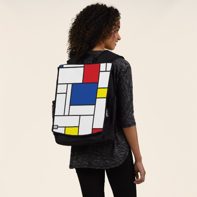 Mondrian Minimalistisch Geometric De Stijl Moderne Rucksack (Ausgewaschen)