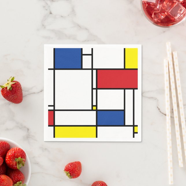 Mondrian Minimalistisch Geometric De Stijl Moderne Serviette (Beispiel)