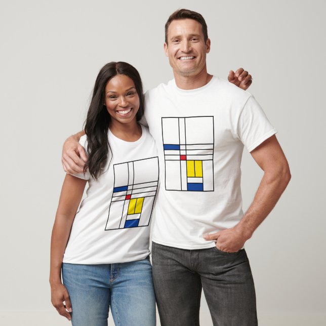 Mondrian Minimalistisch Geometric De Stijl Moderne T-Shirt (Unisex)