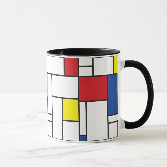 Mondrian Minimalistisch Geometric De Stijl Moderne Tasse (Rechts)