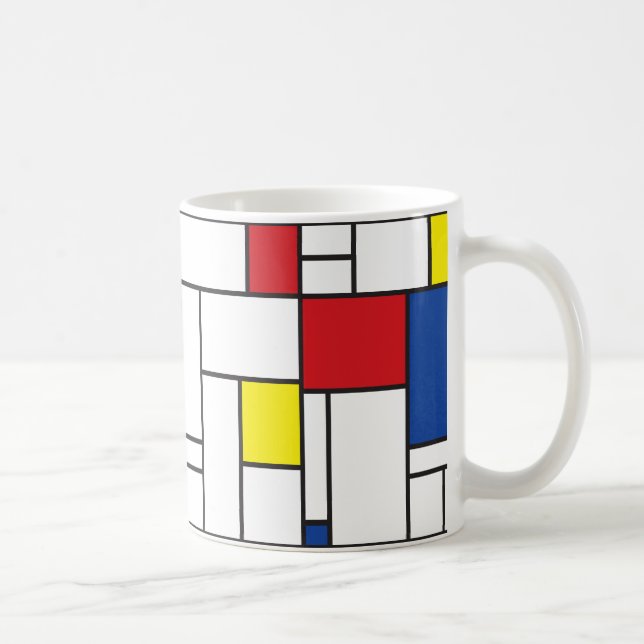 Mondrian Minimalistisch Geometric De Stijl Moderne Tasse (Rechts)